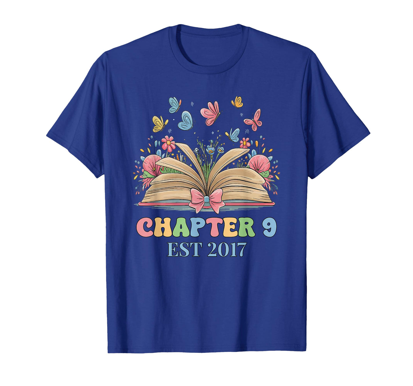 Chapter 9 Years Old 9th Birthday Butterfly Bow Book Lover T-Shirt