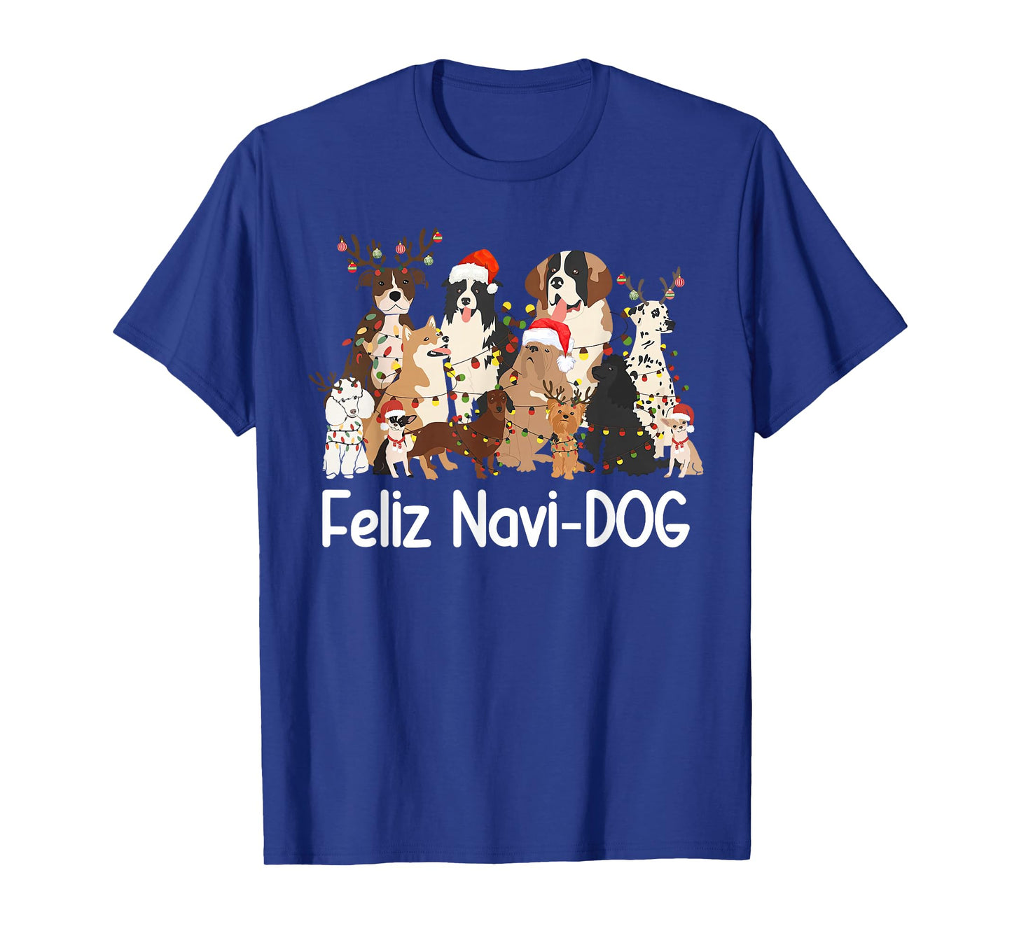 Veterinarian Feliz Navi-Dog Christmas Lights Vet Tech Xmas T-Shirt