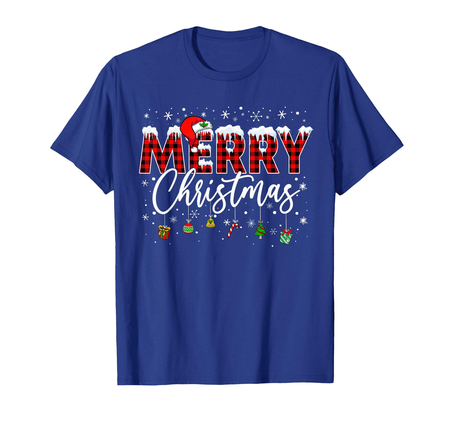 Merry Christmas Buffalo Plaid Red Santa Family Xmas Pajamas T-Shirt