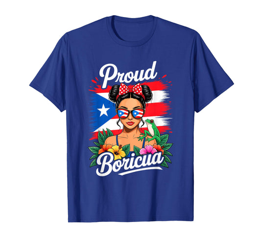 Puerto Rican Girls Boricua Puerto Rico Heritage Messy Bun T-Shirt