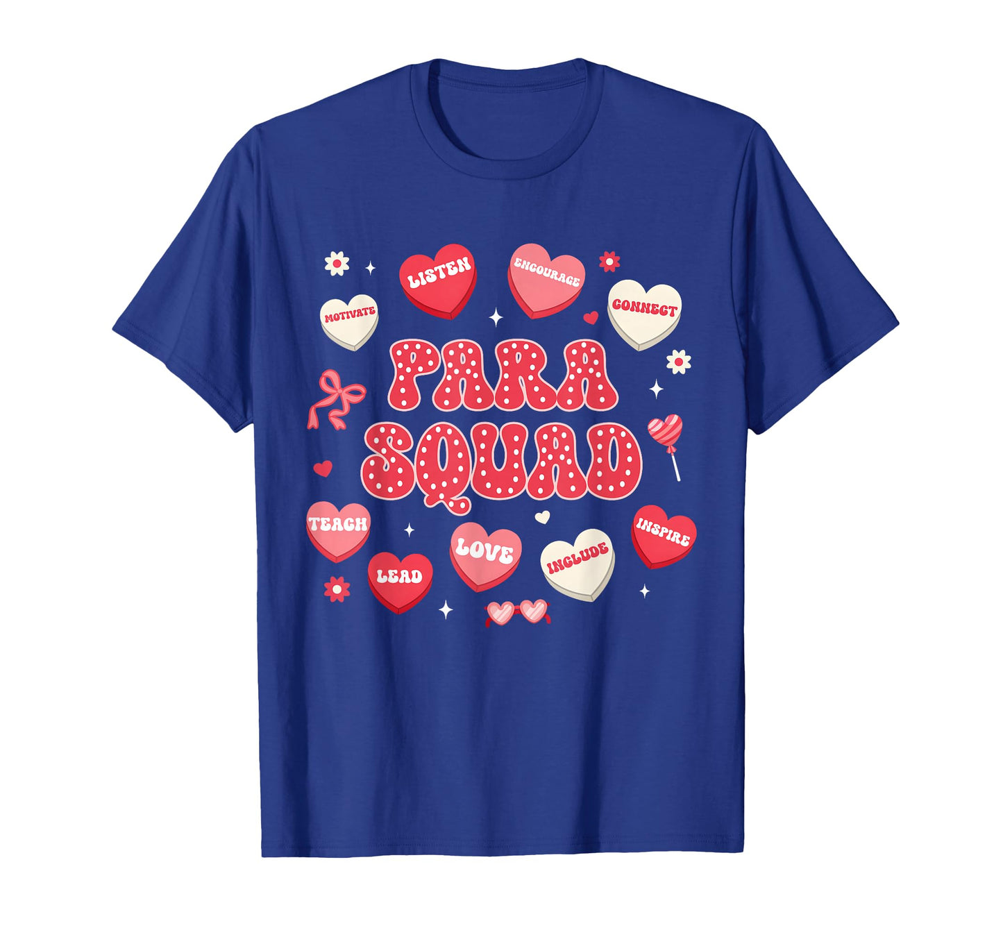 Groovy para Squad Teacher Paraprofessional Valentines Hearts T-Shirt