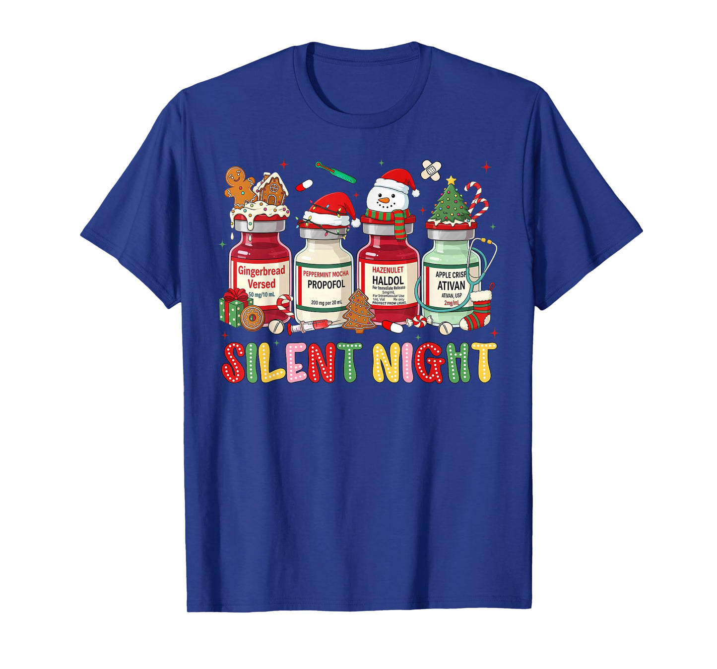 Silent Night Medical Christmas Humor for Nurses ICU RN T-Shirt