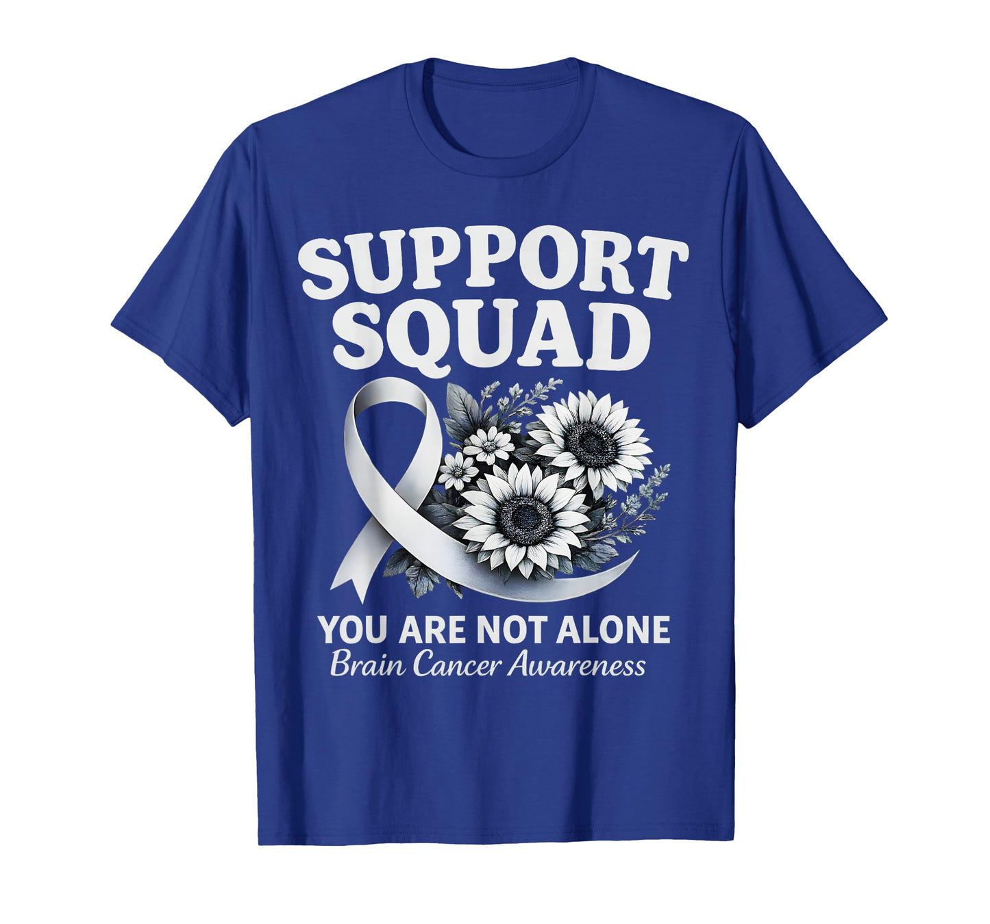 Brain Cancer Awareness Gray Ribbon Butterfly Support Squad T-Shirt