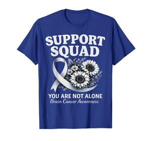 Brain Cancer Awareness Gray Ribbon Butterfly Support Squad T-Shirt