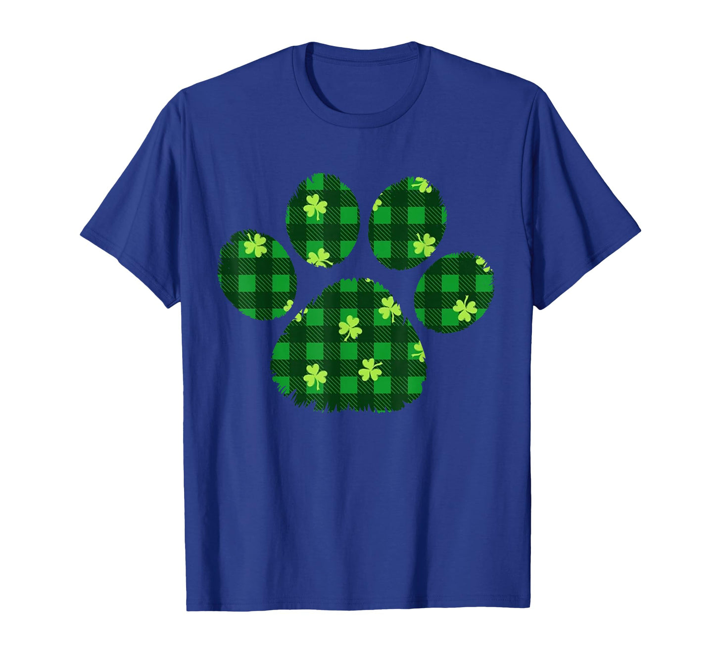 Paw Print Dog Owner Lover Green Plaid Patricks Day Shamrock T-Shirt