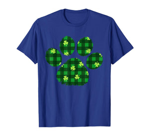 Paw Print Dog Owner Lover Green Plaid Patricks Day Shamrock T-Shirt