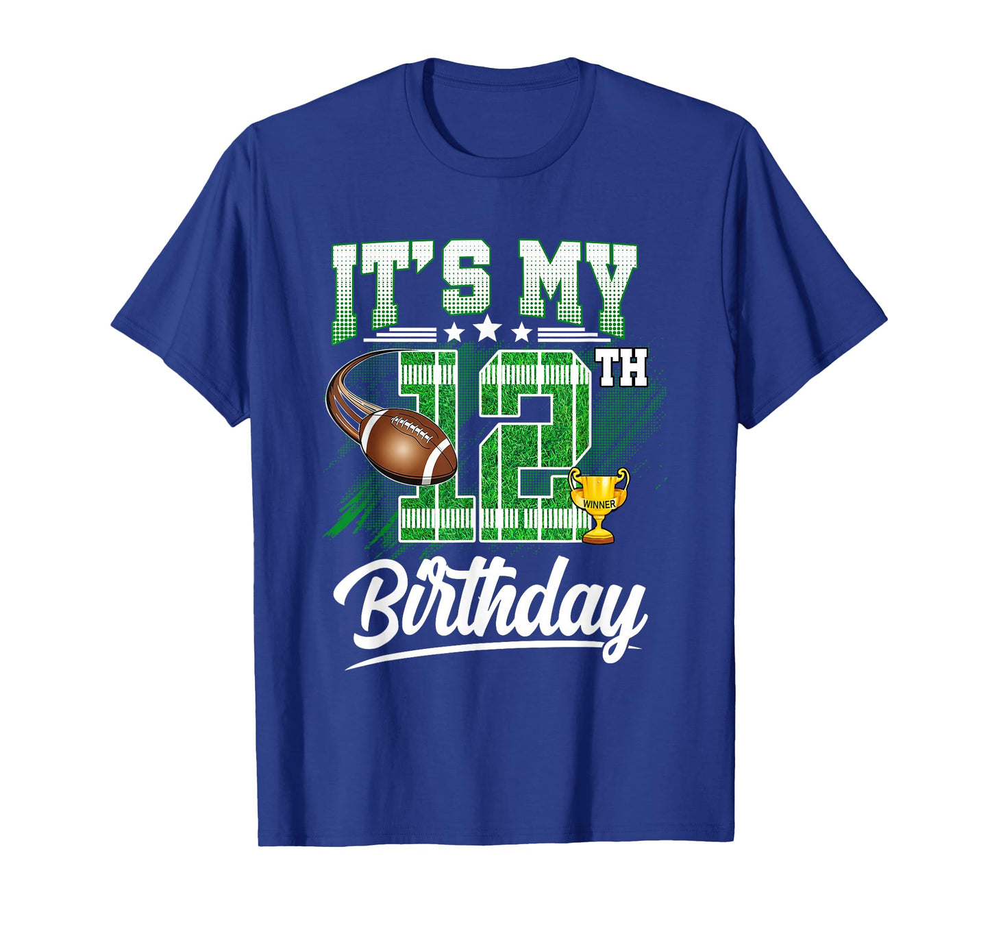 Kids 12 Year Old It's My 12th Birthday Football Themed Party T-Shirt