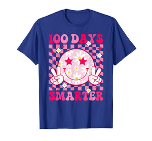 100 Days Smarter 100th Day of School Smile Face Teacher Kids T-Shirt