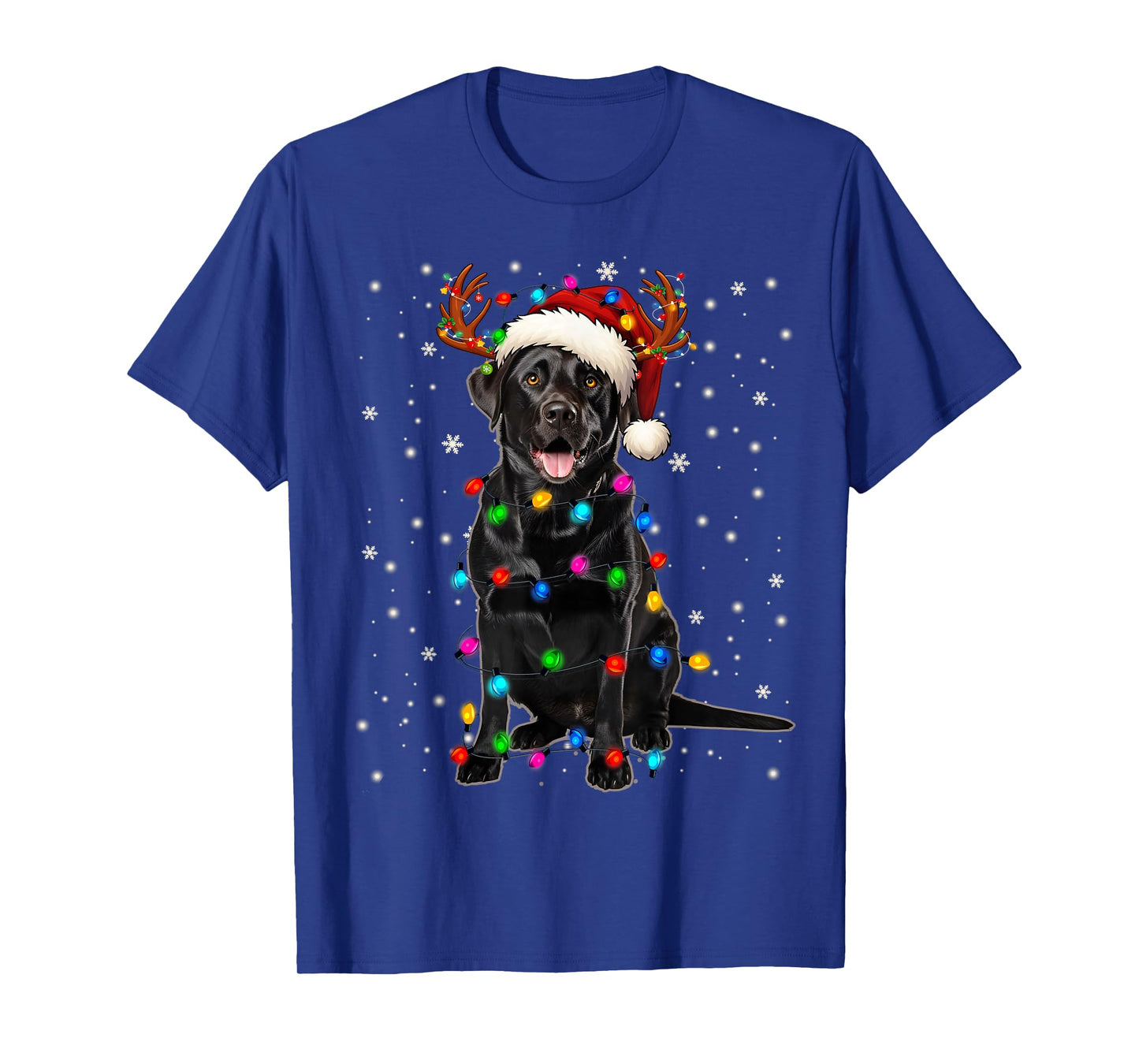 Black Lab Labrador Christmas Tree Light Pajama Dog Xmas T-Shirt