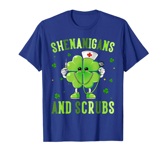 Shenanigans and Scrub Saint Pattys Nurse St Patricks Day T-Shirt