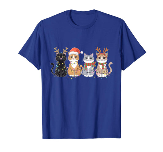 Black Cat Christmas Santa Hat Funny Meowy Cat T-Shirt