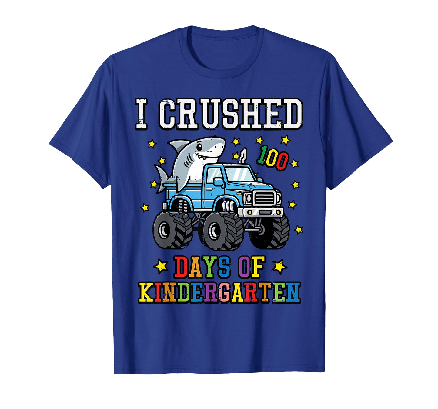 I Crushed 100 Days Kindergarten Shark 100th Day Boys Kids T-Shirt