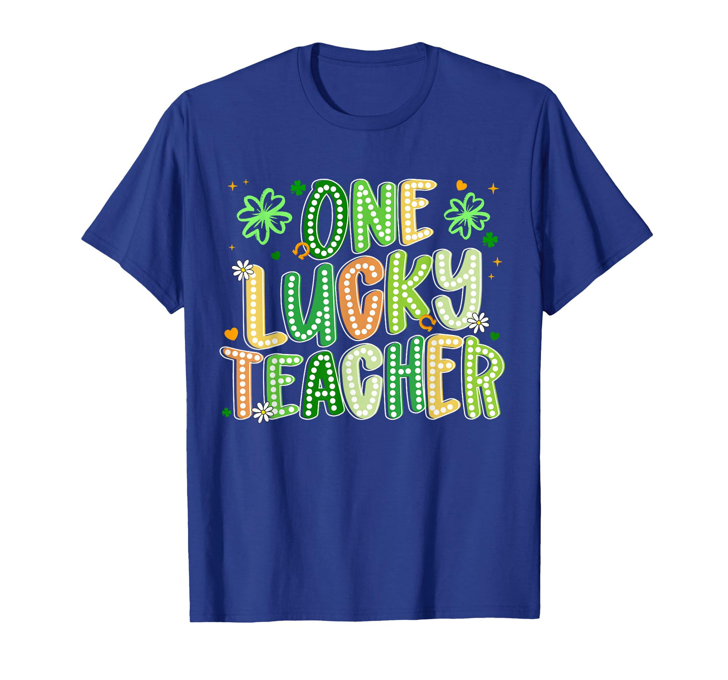 St Patricks Day One Lucky Teacher Groovy Retro Men Women T-Shirt