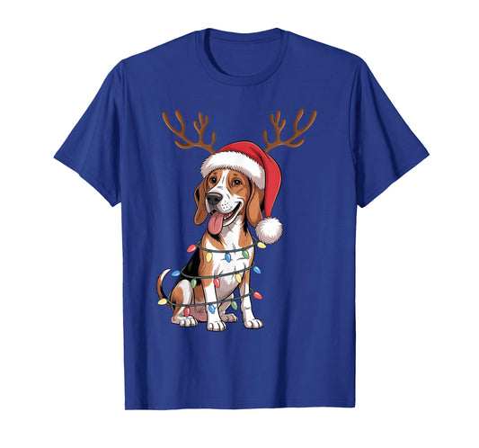 Treeing Walker Coonhound Dog Christmas Lights Santa Xmas Dog T-Shirt