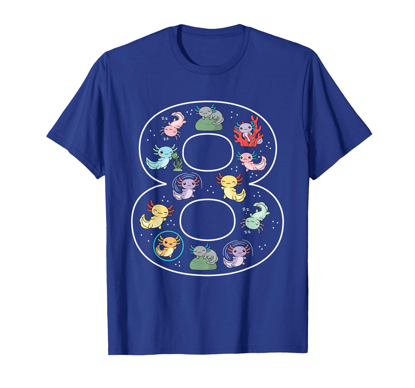 8th Birthday 8 Year Old Axolotl Boys Girls Cute T-Shirt