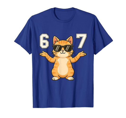 67 Funny Cat Six Seven Meme Gen Z Alpha Humor Animal Lovers T-Shirt