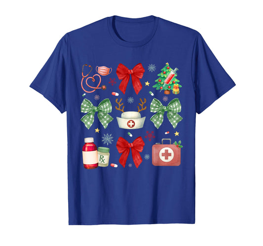 Nurse Christmas Coquette Bow Xmas Nursing RN PCT CNA T-Shirt