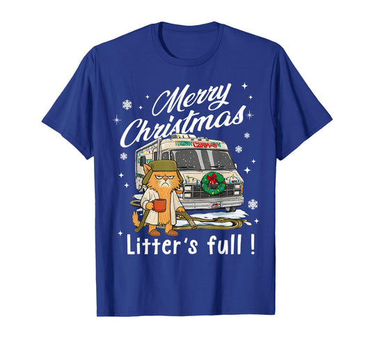 Merry Christmas Litter’s Full Funny Cat Lover Sarcastic Xmas T-Shirt