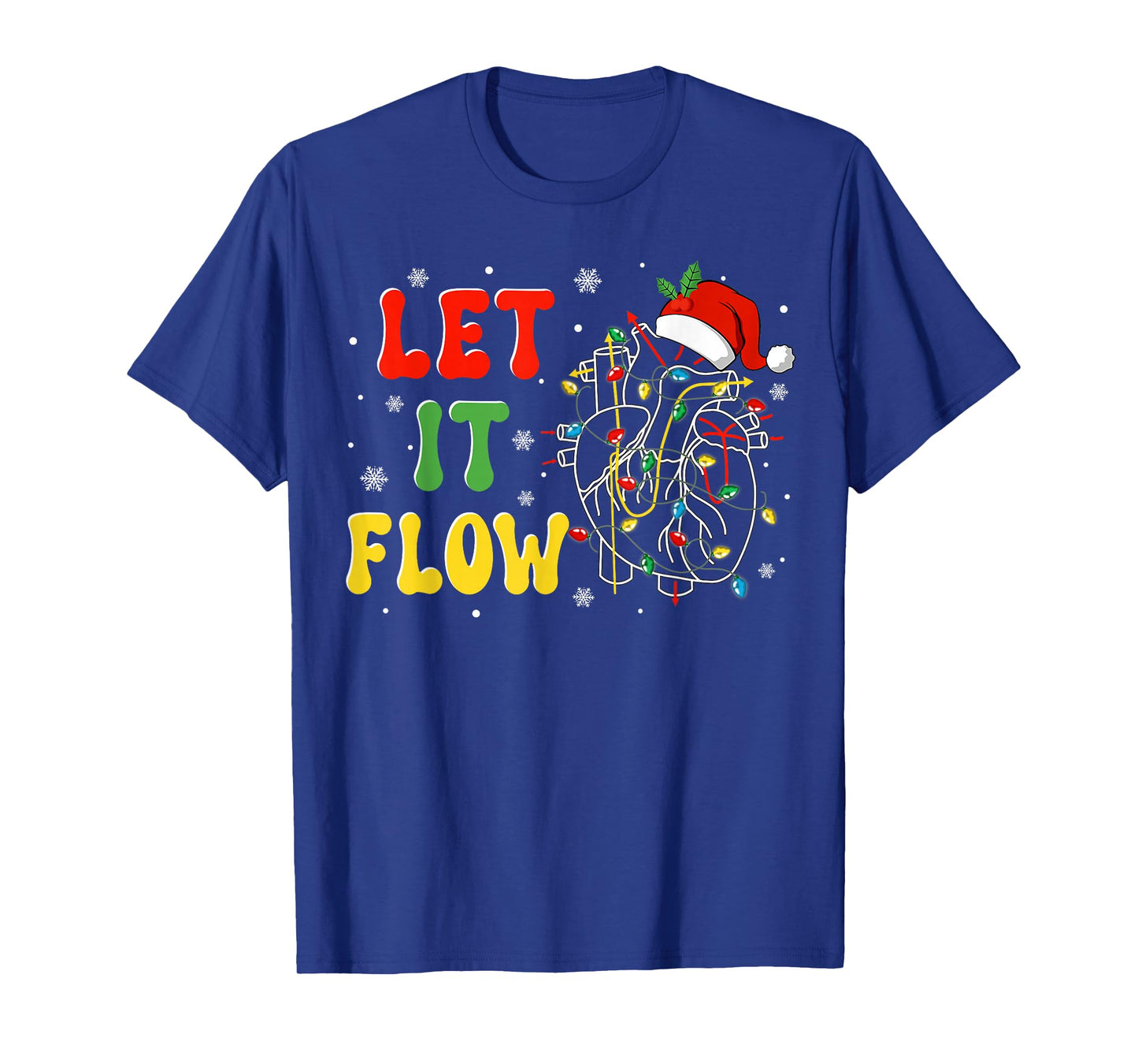 Funny Let It Flow Anatomy Heart Cardiac Nurse Santa Hat Xmas T-Shirt