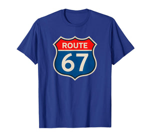 Retro Route 67 Meme Six Seven Aura Energy Number 67 Humor T-Shirt
