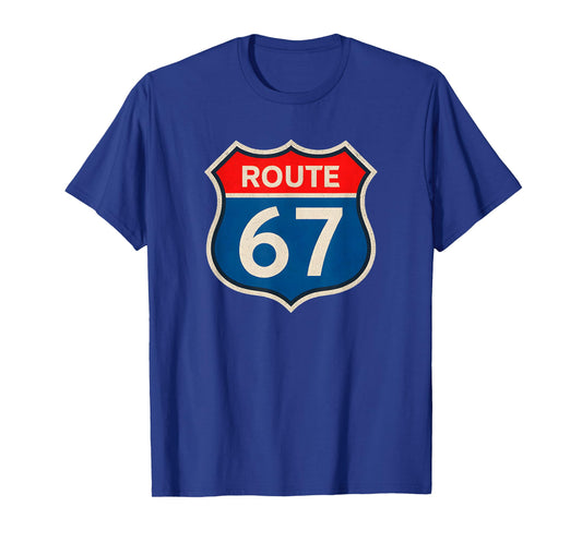 Retro Route 67 Meme Six Seven Aura Energy Number 67 Humor T-Shirt