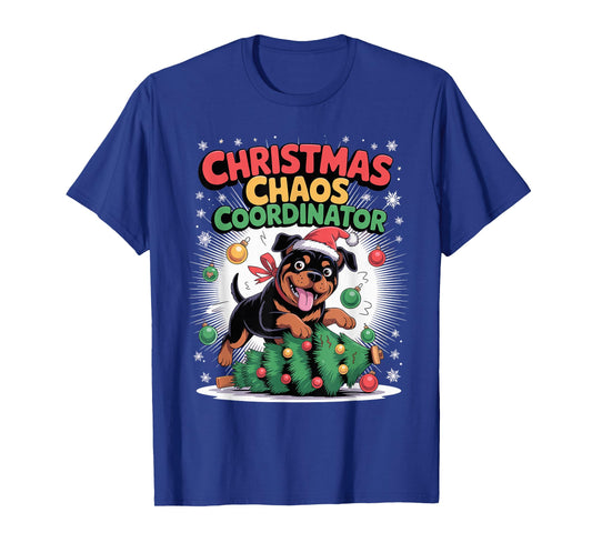 Christmas Chaos Coordinator Xmas Puppy Funny Rottweiler T-Shirt