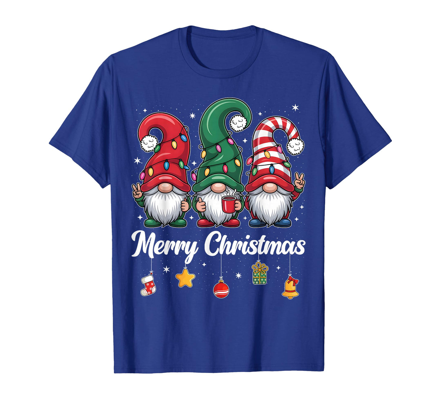 Cute Three Gnomes Merry Christmas Women Girls Kids Family T-Shirt