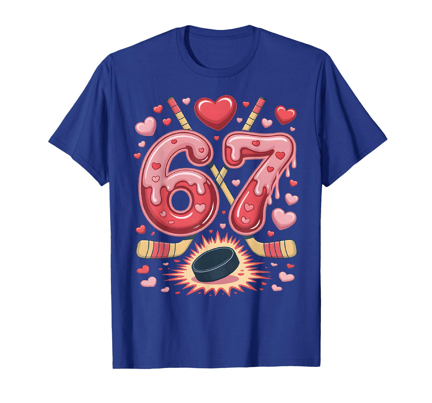 67 Valentine Hockey Heart Design Cute Ice Hockey Lovers T-Shirt