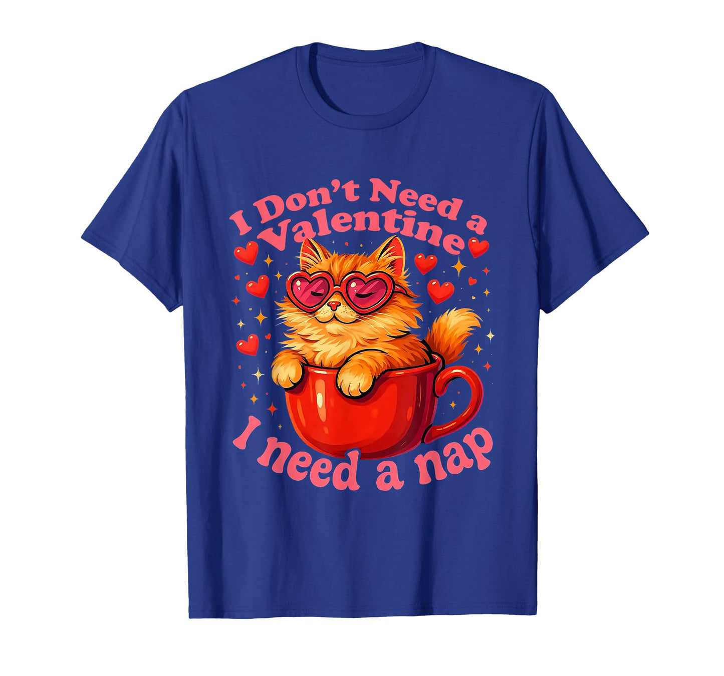 Valentine Cat Nap Funny Cozy Sleep Design T-Shirt