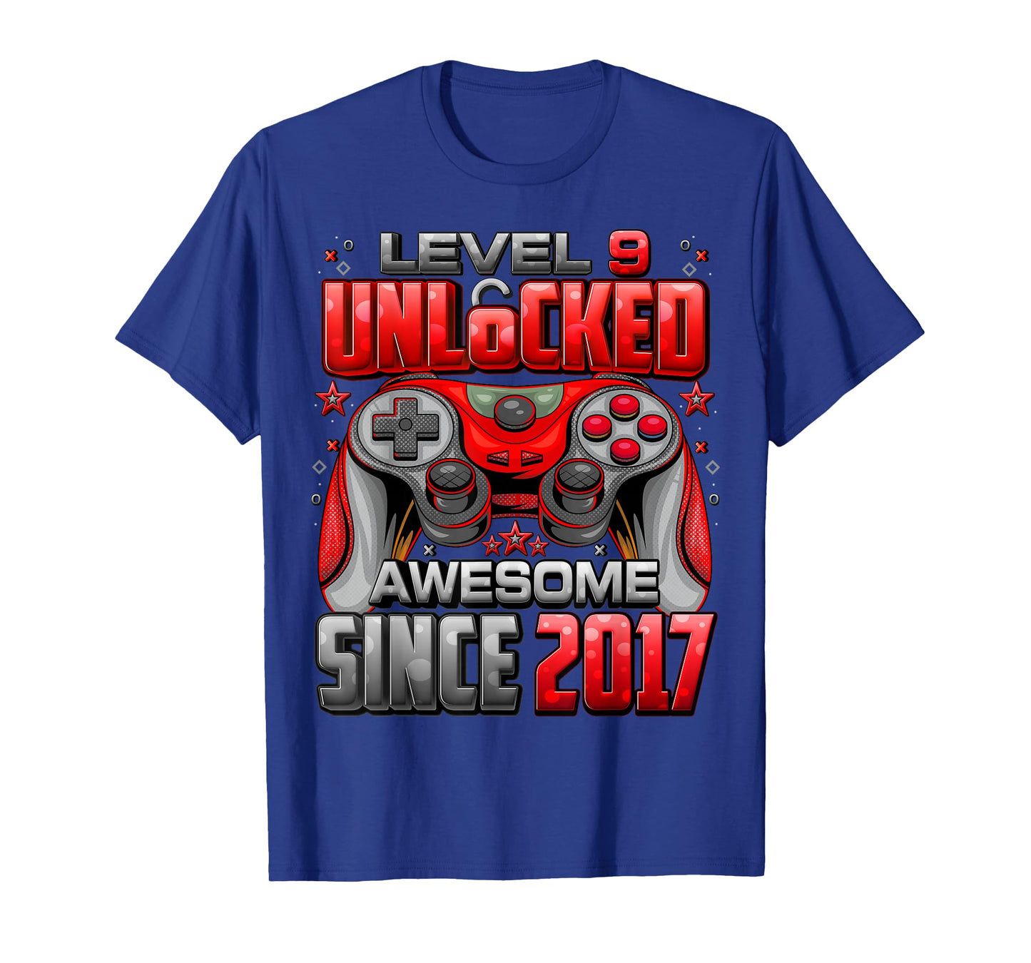 Level 9 Unlocked Awesome Since 2017 9th Birthday Gaming T-Shirt