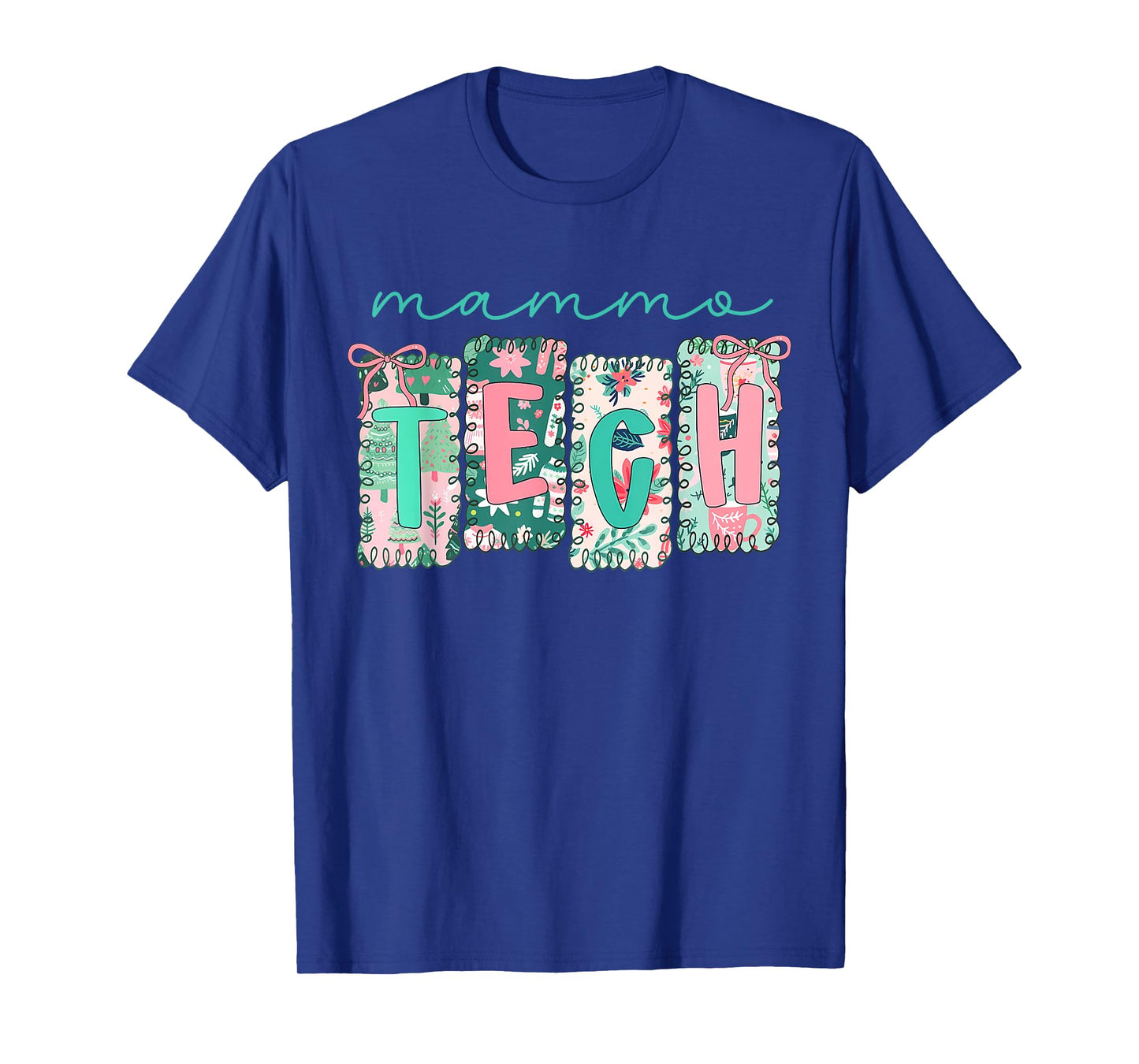 Stamp Bow Mammo Tech Christmas Mammography Technologist T-Shirt