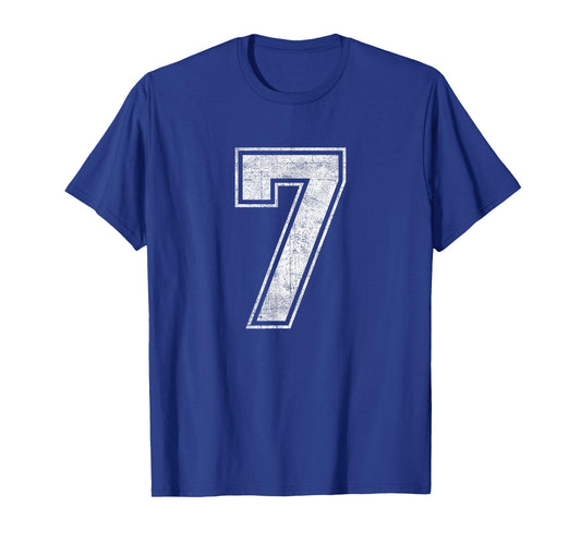 Funny 7 Number Seven Graphic Group Halloween Birthday Retro T-Shirt