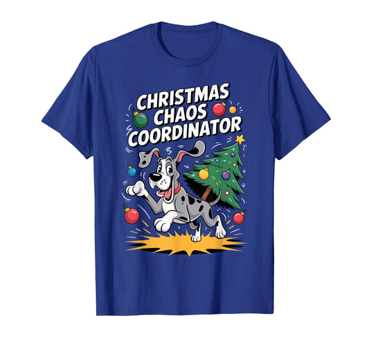Christmas Chaos Coordinator Xmas Puppy Funny Great Dane T-Shirt