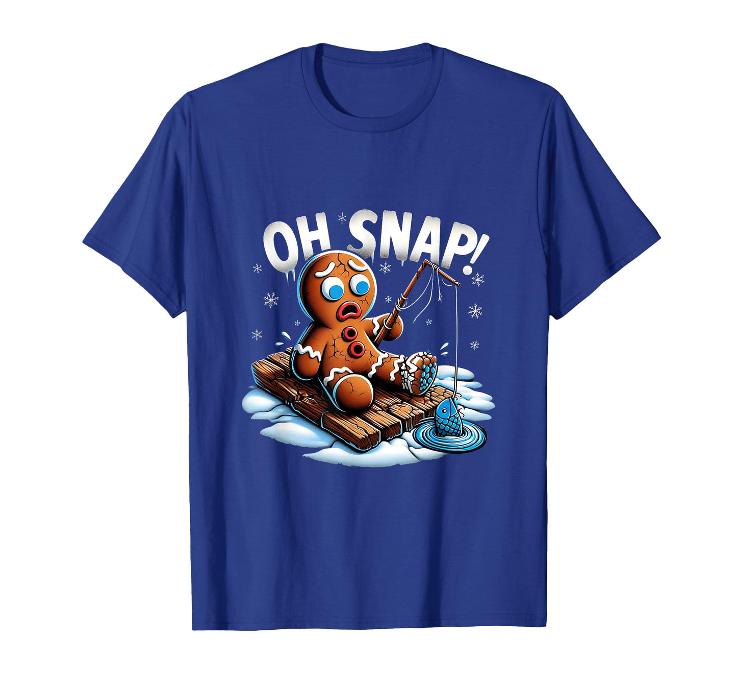Oh Snap Gingerbread Man Fishing Christmas Fisher Men T-Shirt