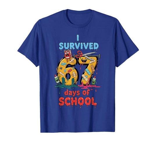 I Survived 67 Days of School Teachers Students Monster T-Shirt