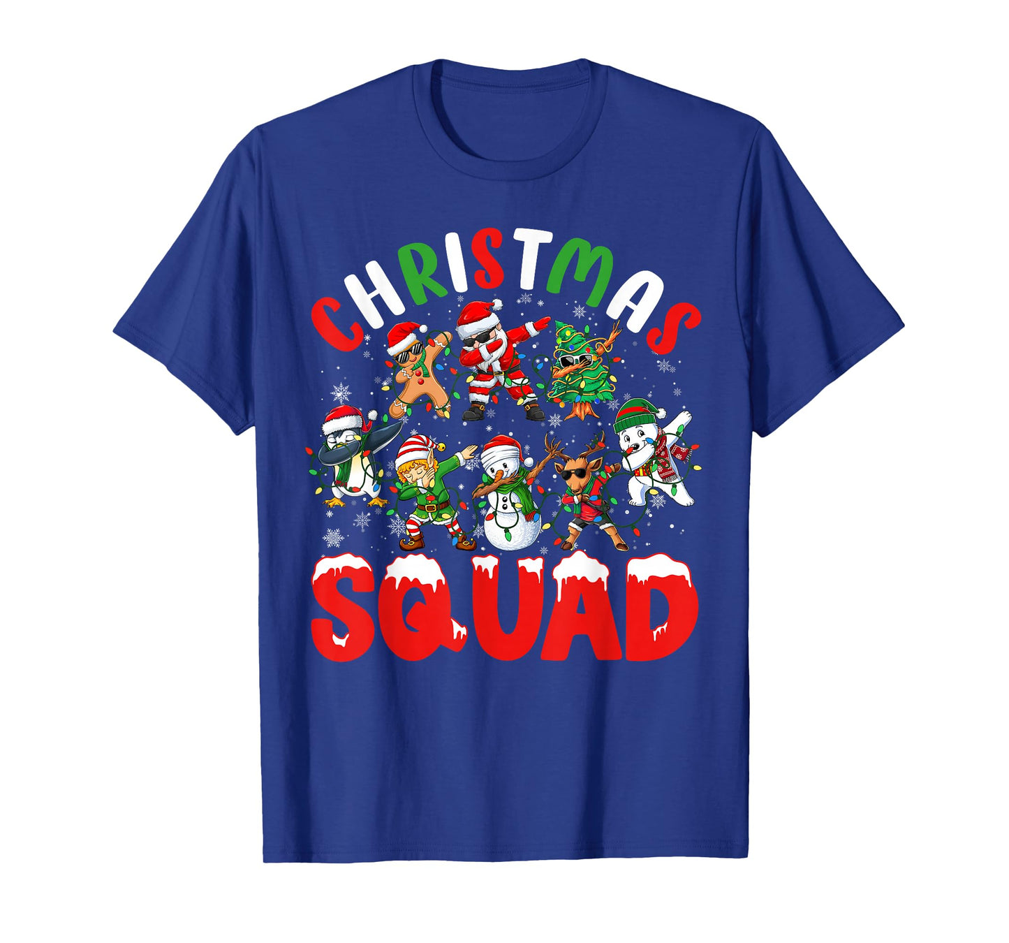 Dabbing Santa Xmas Lights Men Women Kids Funny Christmas T-Shirt