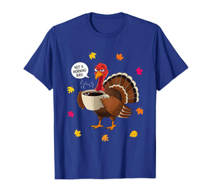 Turkey Drinking Coffee Thanksgiving Bow Womens Turkey Day T-Shirt