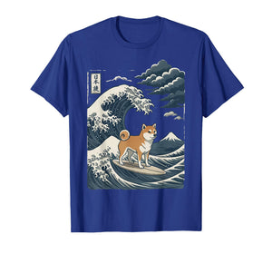Shiba Inu Surfing Japanese Wave T-Shirt