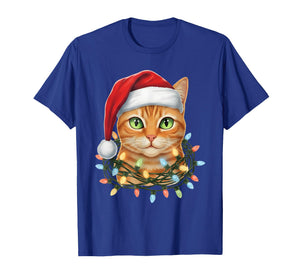 Cat Christmas Santa Hat Cat Lover Xmas Women Men T-Shirt