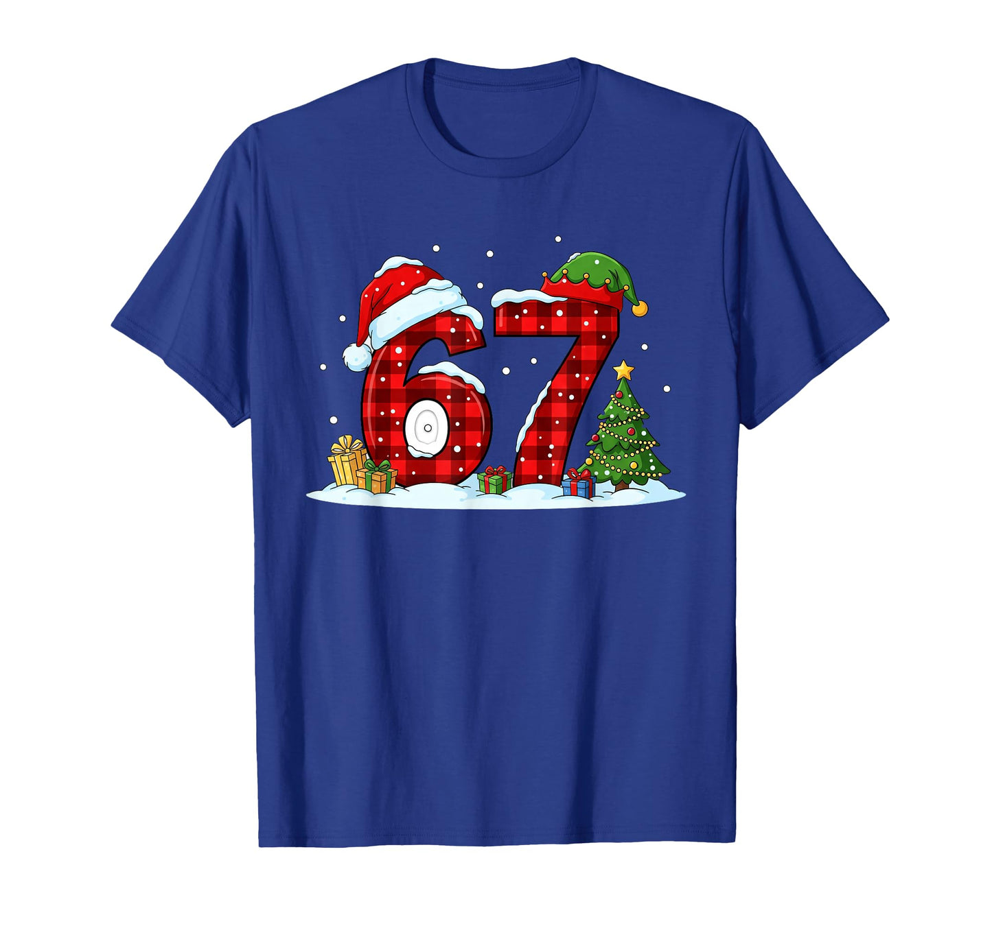 Funny 67 Meme Six Seven Christmas Buffalo Red Plaid Pajama T-Shirt
