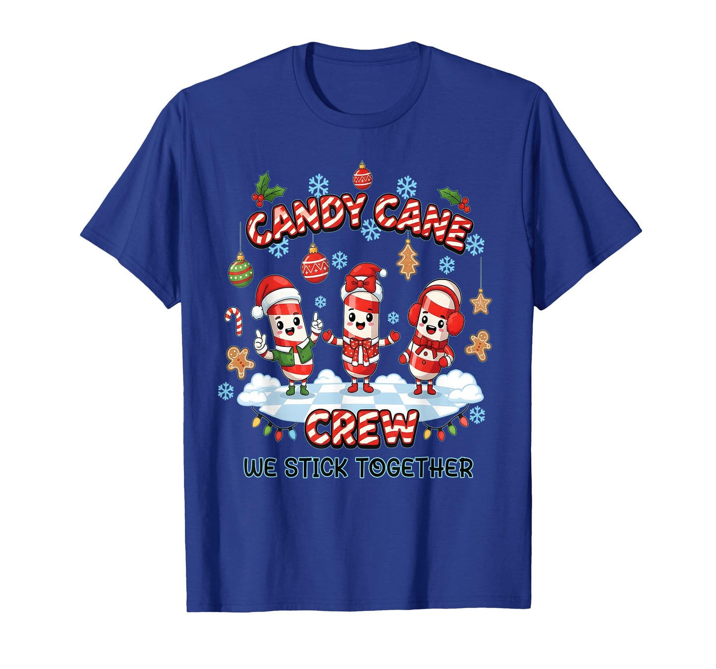 Christmas Candy Cane Crew Stick Together Xmas Women Men Kids T-Shirt