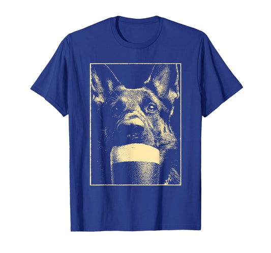 St Patricks Day German Shepherd Dog with Beer Drinking Humor T-Shirt
