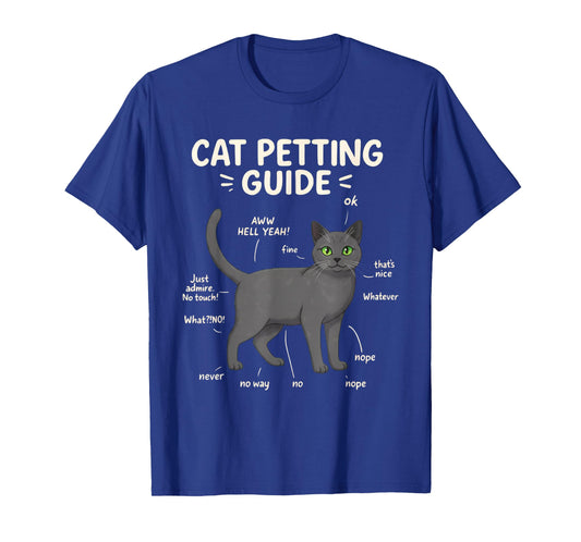 Russian Blue Cat Petting Guide Funny Cat Lover T-Shirt