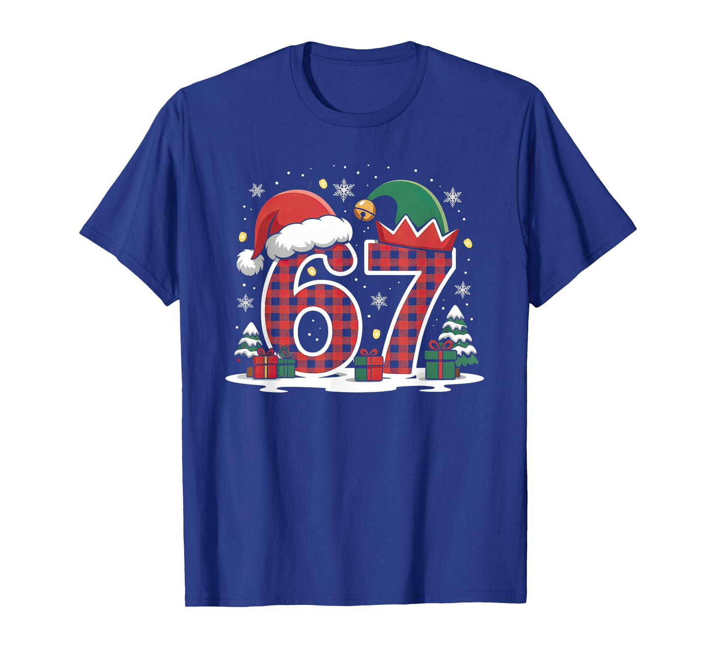 67 Christmas Kids Boys Girls Meme Xmas Funny Red Plaid T-Shirt