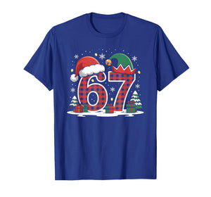 67 Christmas Kids Boys Girls Meme Xmas Funny Red Plaid T-Shirt