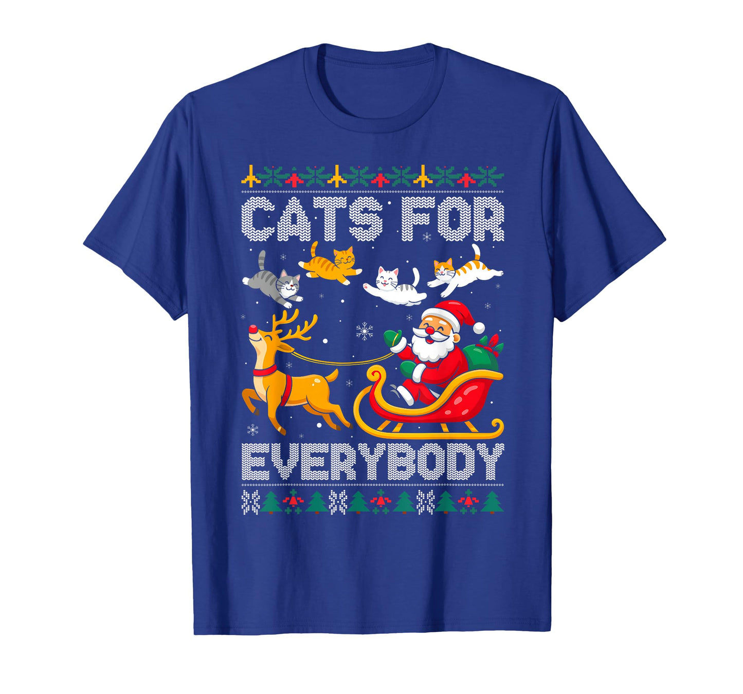 Cats for Everybody Christmas Cat Funny Xmas Women Santa Kids T-Shirt