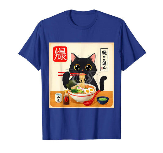 Cat Ramen Funny Graphic Tees Japanese Kawaii Anime Lovers T-Shirt