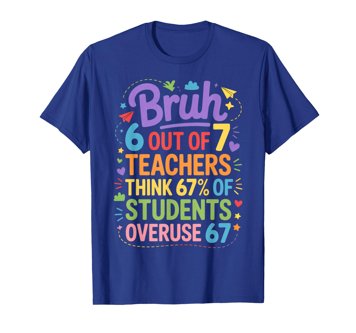 Bruh 6 Out of 7 Teachers Think 67% Students Overuse Funny T-Shirt