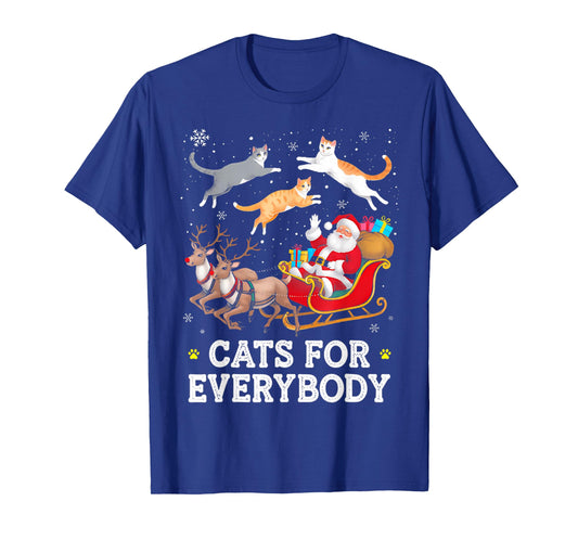 Cats for Everybody Christmas Cat Funny Xmas Women Santa T-Shirt