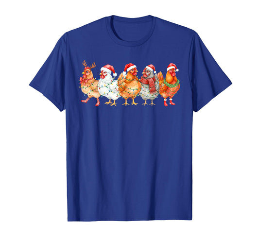 Funny Chicken Christmas Lights Farm Animal Xmas Holiday T-Shirt